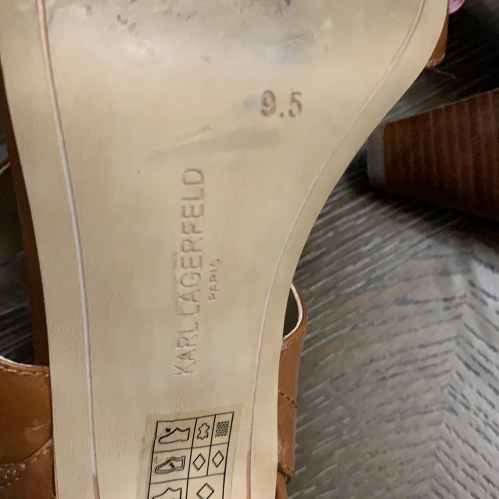 Karl Lagerfeld Paris Floquet brown strappy leather sandal heels Size 9.5M - Picture 14 of 17